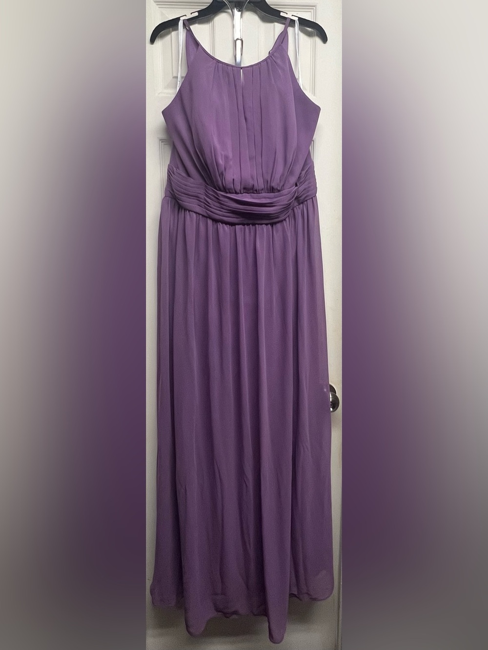Elegant Purple Maxi Dress with Pleated Waist